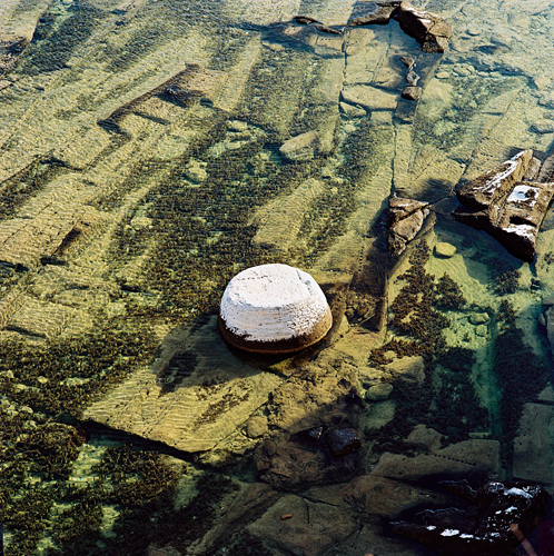 Carrire de marbre antique en baie dAliki. le de Thasos, mer ge, Grce.