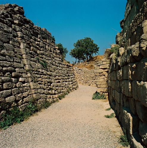 Mur denceinte du site de Troie. Troade, Bithynie, Turquie.