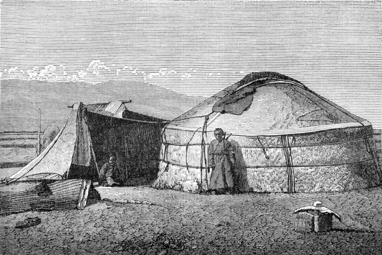 La yourte, tente traditionnelle en feutre.