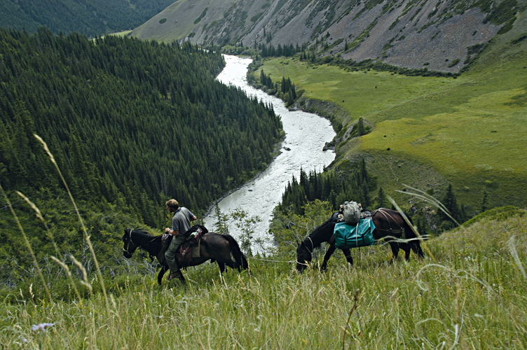 En bordure de la rivire Naryn, dans les TianShan  Kirghizistan.