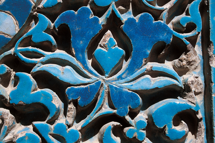 Céramique bleue de Chad-i Moulk Aqa (1371-1383). Chakh-i Zindeh, Samarcande.