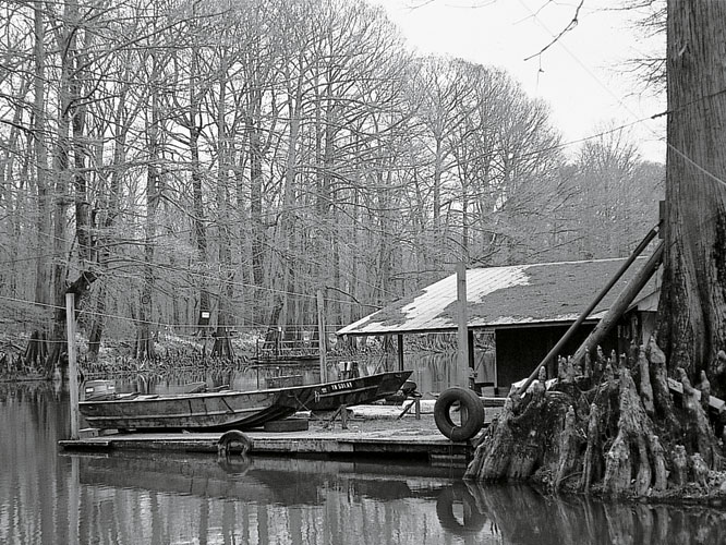 Les bayous forms par les mandres du bas Mississippi.