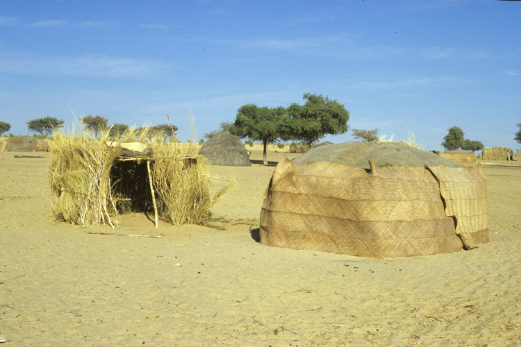 Les cases touboues sont ici de nattes: un assemblage facile  dmonter lors des dplacements familiaux.