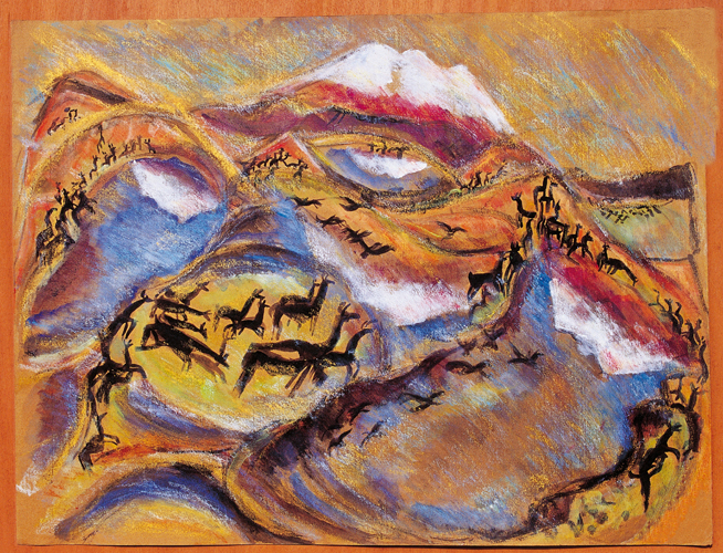 « Chèvres au pied du volcan Chimborazo » (Chili).
